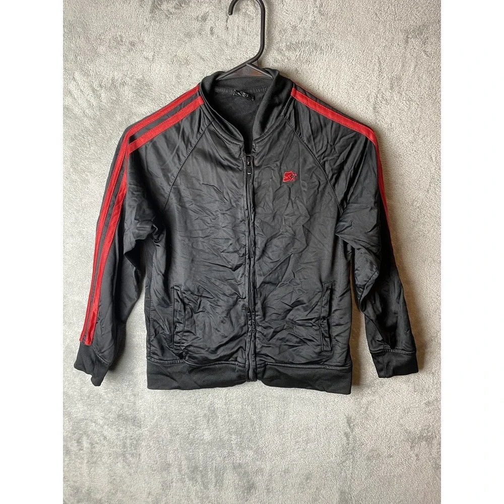 Starter Boys Medium Track Jacket Black Red Stripes